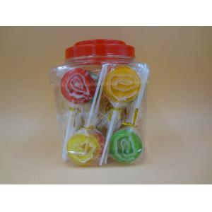 Quality Round shape Assorted fruit Flavor Round Flat Large Swirl Lollipops / Hard Candy Food With PVC Jars for sale