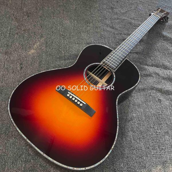 Classic Folk Parlor Acoustic Guitar Solid Indian Rosewood 38 Inch B/S OO Body in Sunburst Color