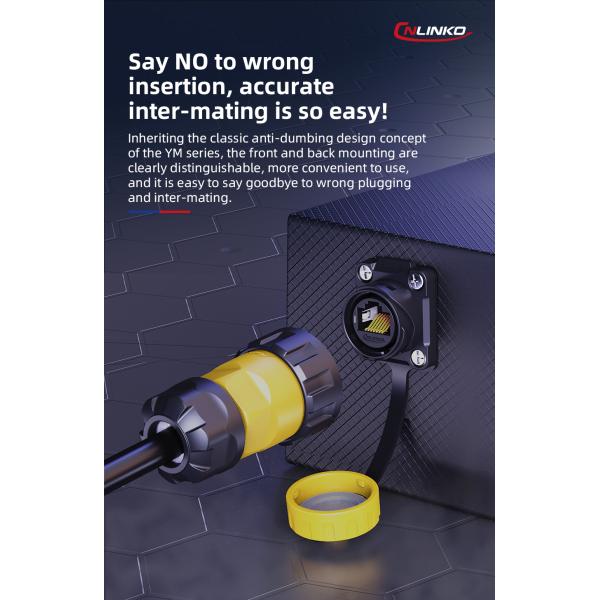 Cnlinko YM20 IP68 Waterproof RJ45 Quick Connector Electric Connectors Waterproof Cable Connector