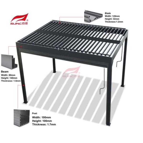 Buy Outdoor Manual Louvered Pergola Patio Sunshade With Adjustable Hardtop Pergola at wholesale prices