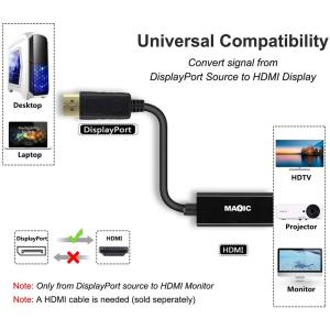 4K DisplayPort to HDMI Adapter Cable Gold Plated 25cm