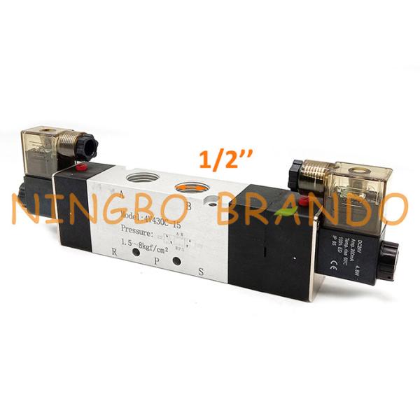 Buy 4V430C-15 1/2'' 5/3 Way Closed Center Pilot Pneumatic Solenoid Valve at wholesale prices