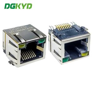 Quality DGKYD561188DB1A15SBU4 Single Port Connector Network Socket 1X1 8P8C SMD With Light Strip Shielded Patch RJ45 Interface for sale