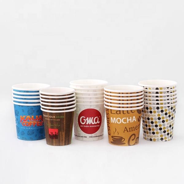 Buy Biodegradable PLA PE Coated single wall paper Cups 1oz-4oz with Lids at wholesale prices