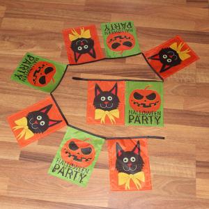 Quality Hallowen Rectangle Flag Bunting Cat and Pumpkin for sale