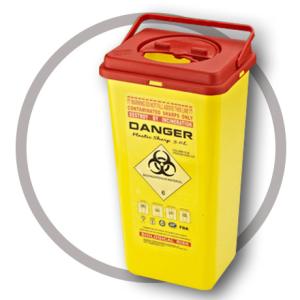 5 Litre Sharps disposal container, Sliding Lid, Red,Sharps Container |