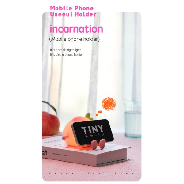 Holiday Gift Timed Sleep Relaxing Atmosphere Peach Silicone Night Lightpat Light