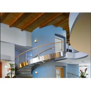 Residential Metal Spiral Staircase Stainless Steel Railing Laminated Glass