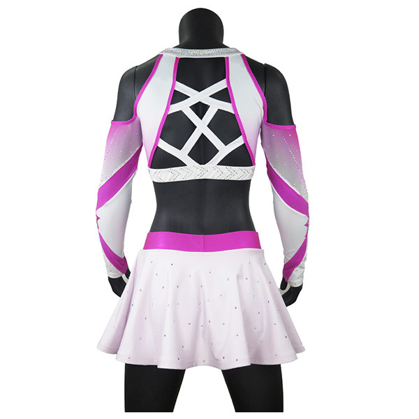 Buy Soft Competition Cheer Uniforms , Womens Pink Cheerleader Costume Quick Dry at wholesale prices
