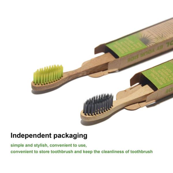 Plastic Free Charcoal Infused Bamboo Toothbrush Recyclable Round Bamboo Toothbrush