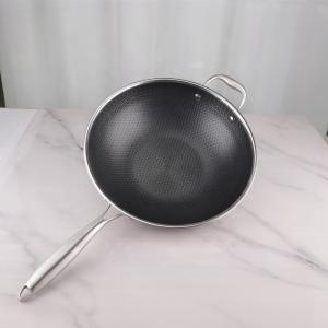 Nonstick Stovetop Frying Pan Stainless Steel 32cm Honeycomb With Lid