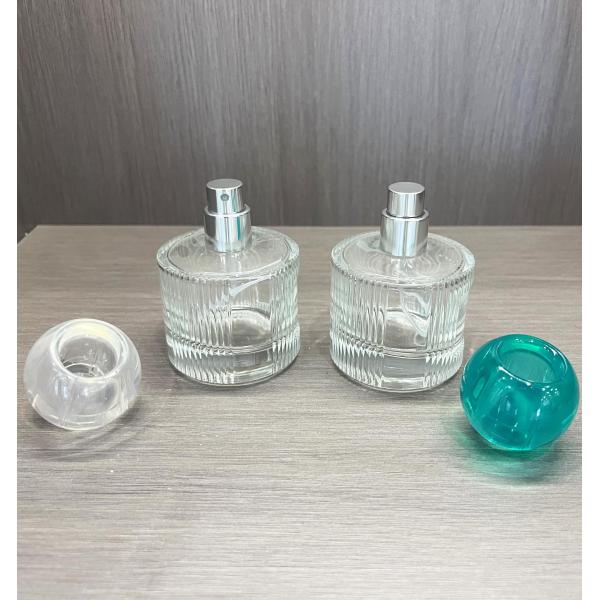 Beverage Glass Cylinder Shape Striped Classical Fragrance Parfum Spray Bottles 30ml 50ml