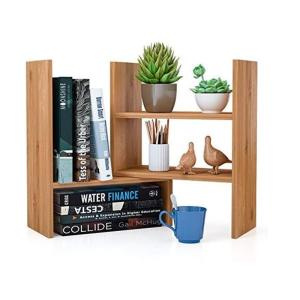 Adjustable Desktop Bamboo Display Shelf Rack Multipurpose