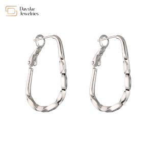 Geometric Rhinestone 18k Gold Plated Earrings , Diamond Huggie Hoop Earrings