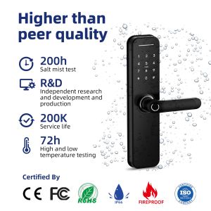 Smart Door Lock with 6V Power 35-60mm Door Thickness and 200 Fingerprint