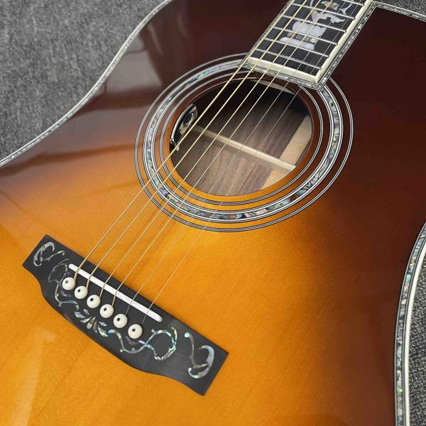Custom D Body Life Tree Inlay Sunburst Acoustic Electric Guitar, Customized logo, Ebony Fingerboard, Martin style D45 acoustic guitar