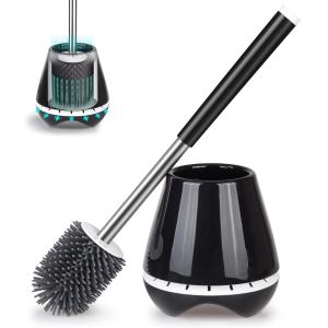 China 4.5*6.5*18 Soft Bristle Black Silicone Toilet Cleaning Brush 0.4g on sale