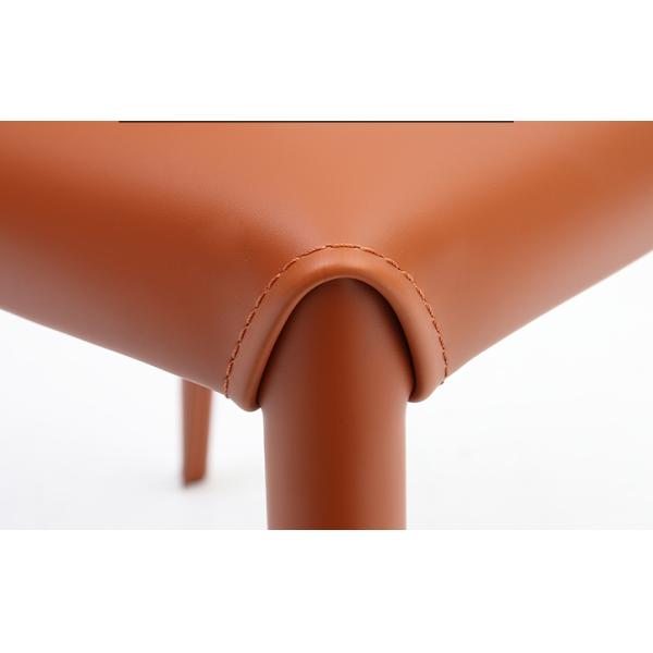 Black Minimalist Dining Chair Saddle Brown Leather Dining Chairs 50cm Seat Height