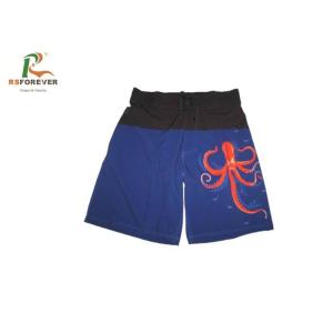 Unique Style Mens Custom Printed Board Shorts With Flat Front Waist And Elastic