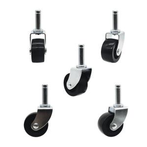 Black Wheel Plug In Stem Plastic Shopping Food Cart Casters 2 Inch