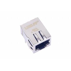 PoE Tab Down Magnetic RJ45 Jack , Single Port Stacked RJ45 Magjack 0813-1X1T-FP