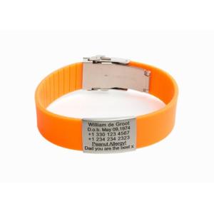 Metal Clip Engraved Emergency ID Bracelets , Personalized Silicone Wristbands