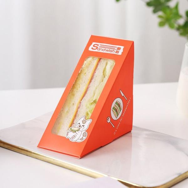 Recyclable Eco-Friendly Custom Logo Printing Food Grade Convenient Portable Triangular Cardboard Sanwich Box