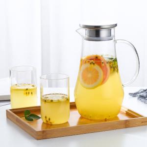 Hand Blown 1400ml Glass Water Pitcher Transparent Beverage Juice Carafe