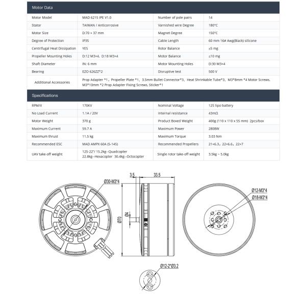 6215 IPE Agriculture Brushless DC Motor For Farm Equipment