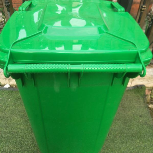 Modern 90L 23 Gallon Park Street Outdoor Plastic Rectangular Wheeled Recycling Bin Trash Can