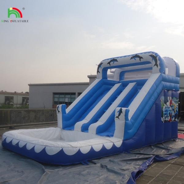 Commercial Water Slide Inflatable Kids Outdoor Double Lane Inflatable Water Slides With Pools