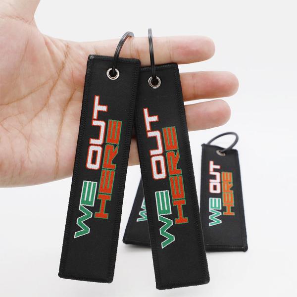 Buy  Double-sided embroidered keychains personalized with Metal Ring at wholesale prices