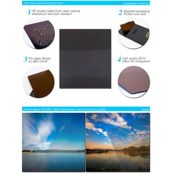 100*100 mm Camera Lens ND64 6 f-Stop Neutral Density Square Filters With Holder