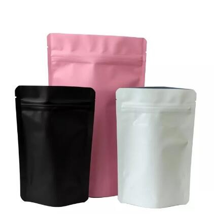 Buy Matte Black Aluminum Foil Doypack Mylar Storage Food Stand Up zipper Bag at wholesale prices