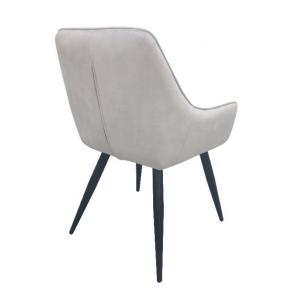 Velvet Blue Upholstered Dining Chairs With Black Metal Legs