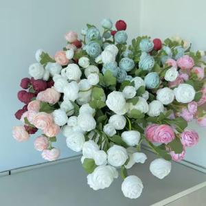 Loose Artificial Peonies Peach Ranunculus Silk Peony Flowers Bouquet