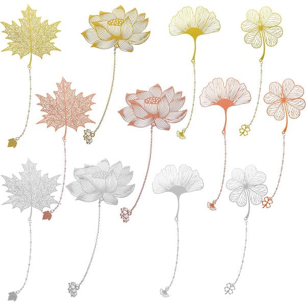 Buy Flower Leaves Butterfly Silver Gold Plated Bookmarks Letterpress Gravure Printing at wholesale prices