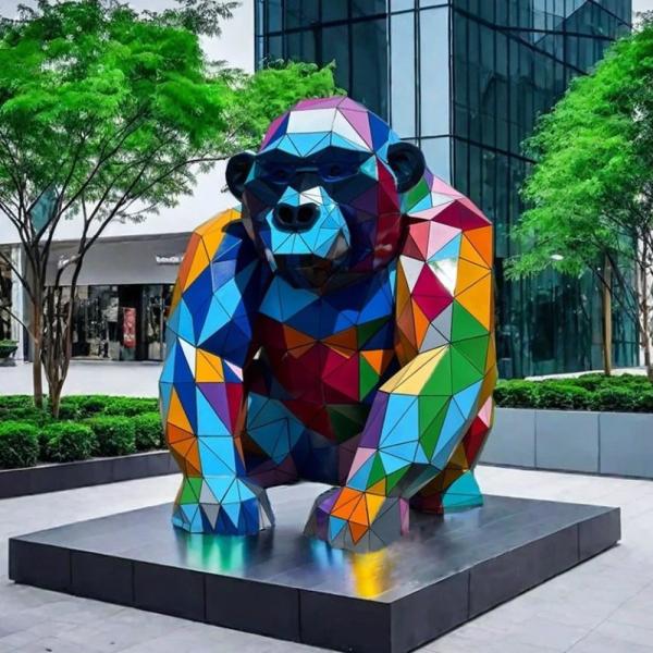 China Decoration Sculpture Laser Cutting Stainless Steel Monkey Sculpture