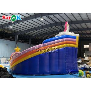 Unicorn Themed Inflatable Bounce House Slide With Ball Pit Pool