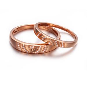 18K Rose Gold Daimonds Couple Wedding Band Ring (GDR009)