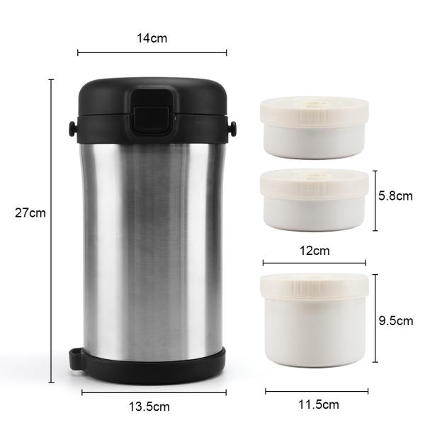 Soup Thermos Wide Mouth 67oz 3 Tier Large Food Thermos Jar Food Flask for Hot Food with Handle