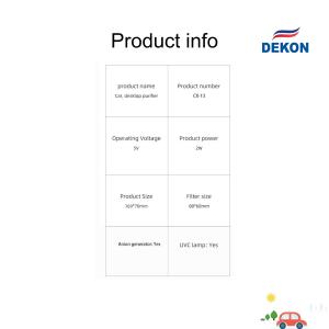 CAR air purifier and sterilizer with UVC led lamp + photocatalyst filter, Anion,