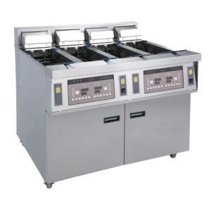 China Stainless Commercial Kitchen Equipments / 4x13L Four - Cylider Deep Fryer With Cabinet on sale