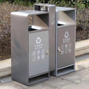 Metal Commercial Trash Bin Rectangle Trash Can With Removable Bucket