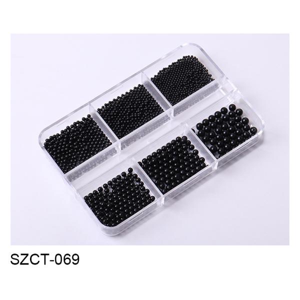 Wholesale 6 Grid Mixed Metal Round Bead nail charms in bulk Small Steel Balls 3d Nail Art Decorations Caviar Bead