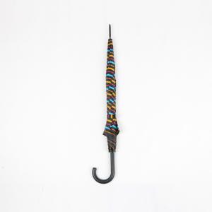 Black Metal Pole Curved Handle Umbrella 190T Pongee Fabric Lightweight