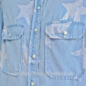 Women Casual Long Sleeve Washed T Shirt With Snap Button & Star Print