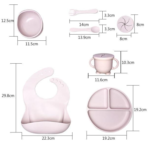 Unbreakable Suction Baby Silicone Feeding Set 5pcs Food Grade With Sippy Cup