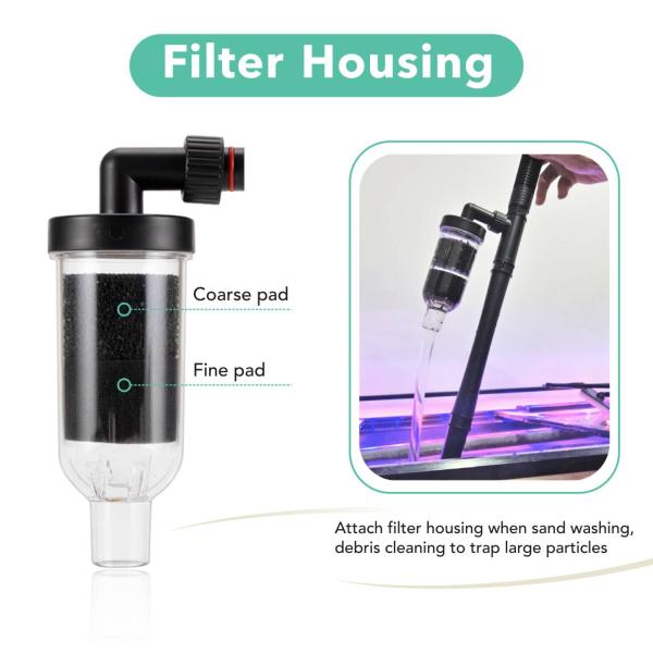 5 in 1 Aquarium Cleaning Tool Set Sand Vacuum Brush Head 360 water intake strainer