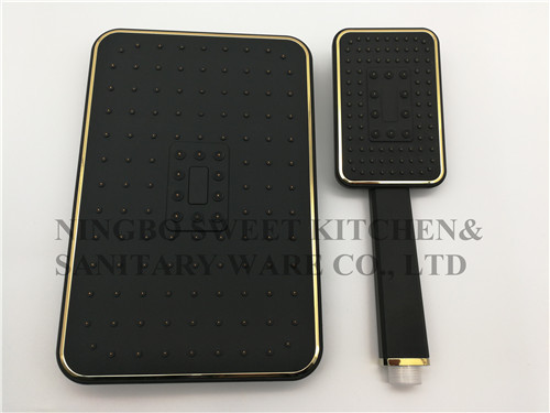 Golden chrome plated shower head hand shower set square overhead shower rain